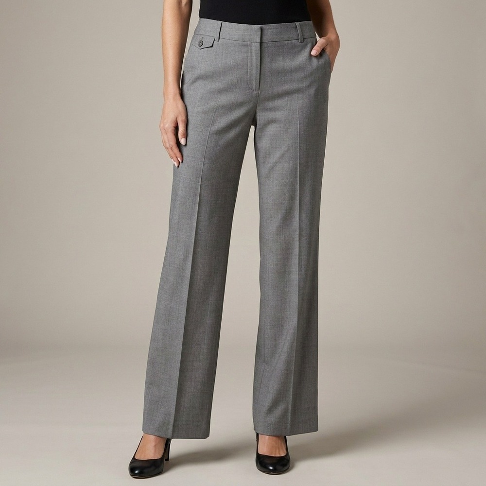 Talbots Women 16W Gray Wide Leg Dress Pants Cotton Stretch Career Trousers‎ NWT